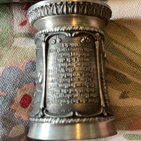 Vtg 70s KIRK STIEFF Pewter Cups German Scenes Shot Glasses & Cup 3-Piece Set Bar - Picture 13 of 16